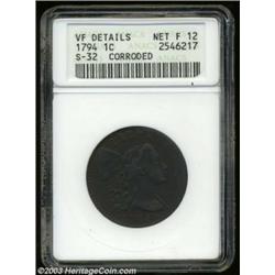 1794 1C Head of 1794--Corroded--ANACS. VF Details, Net Fine 12.