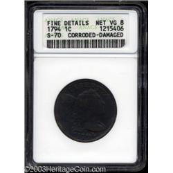 1794 1C Head of 1795--Corroded, Damaged--ANACS. Fine Details, Net VG8.