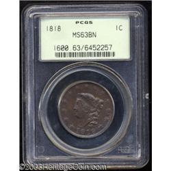 1818 1C MS63 Brown PCGS.