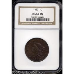 1820 1C Large Date MS65 Brown NGC.