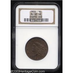 1820 1C Large Date MS65 Brown NGC.