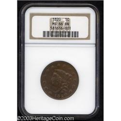 1820 1C Large Date MS66 Brown NGC.