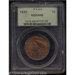 1820 1C Large Date MS64 Red and Brown PCGS.