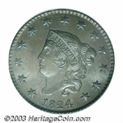 1824 1C MS64 Brown PCGS.