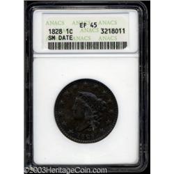 1828 1C Small Wide Date XF45 ANACS.
