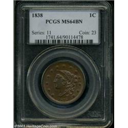 1838 1C MS64 Brown PCGS.