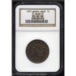1839 1C Booby Head MS62 Brown NGC.