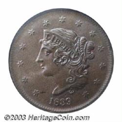 1839 1C Booby Head MS66 Brown NGC.