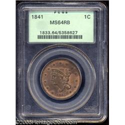 1841 1C MS64 Red and Brown PCGS.