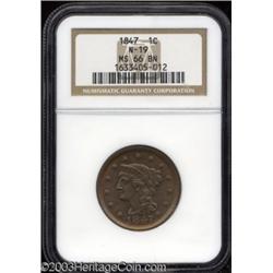 1847 1C MS66 Brown NGC.