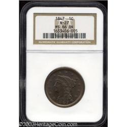 1847 1C MS66 Brown NGC.