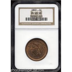 1853 1C MS65 Red NGC.