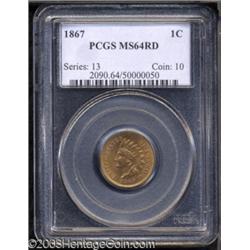 1867 1C MS64 Red PCGS.