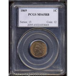 1869 1C MS65 Red and Brown PCGS.