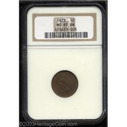1873 1C Open 3 MS65 Brown NGC.