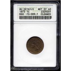 1873 1C Doubled LIBERTY--Cleaned--ANACS. AU Details, Net XF40.