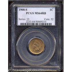 1908-S 1C MS64 Red and Brown PCGS.