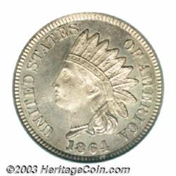 1864 1C Bronze No L PR64 Red Cameo PCGS.