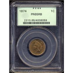 1874 1C PR65 Red and Brown PCGS.