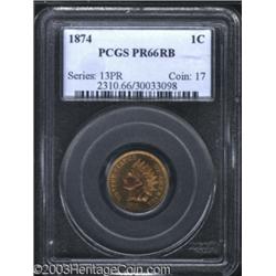 1874 1C PR66 Red and Brown PCGS.