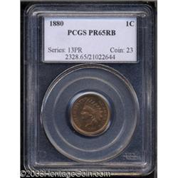1880 1C PR65 Red and Brown PCGS.