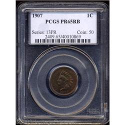 1907 1C PR65 Red and Brown PCGS.