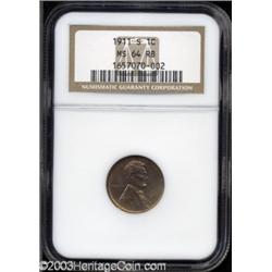 1911-S 1C MS64 Red and Brown NGC.