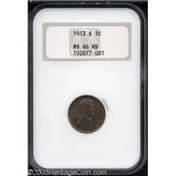 1913-S 1C MS66 Red and Brown NGC.