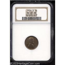 1914-S 1C MS65 Red and Brown NGC.