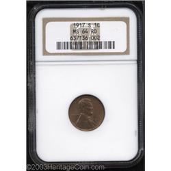 1917-S 1C MS64 Red NGC.