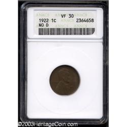 1922 No D 1C Strong Reverse VF30 ANACS.