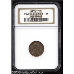 1955/55 1C Doubled Die MS61 Brown NGC.