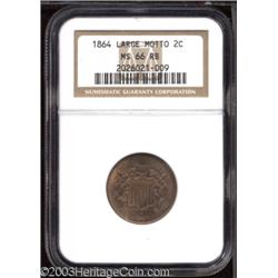1864 2C Large Motto MS66 Red and Brown NGC.