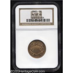 1865 2C MS65 Red NGC.