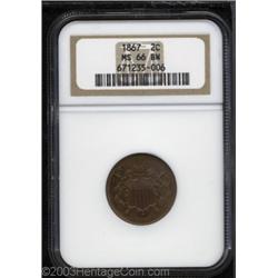 1867 2C MS66 Brown NGC.