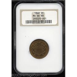 1868 2C MS66 Red and Brown NGC.