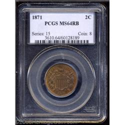 1871 2C MS64 Red and Brown PCGS.