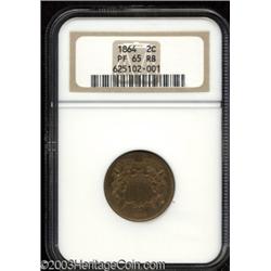 1864 2C Large Motto PR65 Red and Brown NGC.