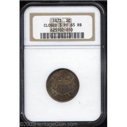 1873 2C Closed 3 PR65 Red and Brown NGC.