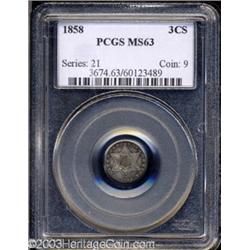 1858 3CS MS63 PCGS.