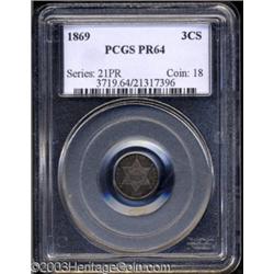 1869 3CS PR64 PCGS.