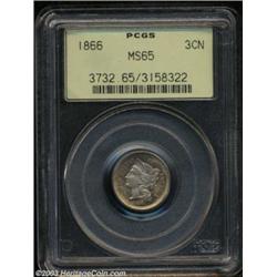 1866 3CN MS65 PCGS.