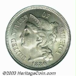 1880 3CN MS67 PCGS.