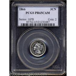 1866 3CN PR65 Cameo PCGS.