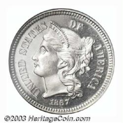 1867 3CN PR66 Cameo PCGS.