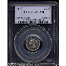 1870 3CN PR65 Cameo PCGS.