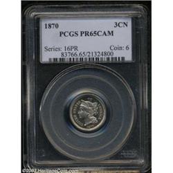 1870 3CN PR65 Cameo PCGS.
