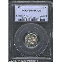 1872 3CN PR65 Cameo PCGS.
