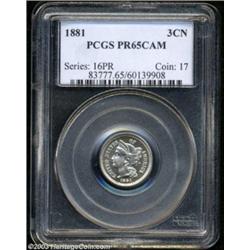 1881 3CN PR65 Cameo PCGS.