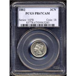 1882 3CN PR67 Cameo PCGS.